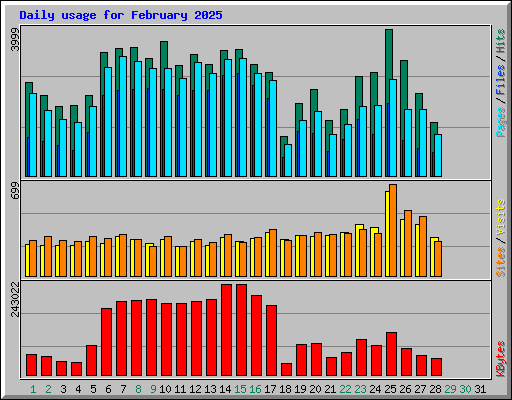 Daily usage for February 2025