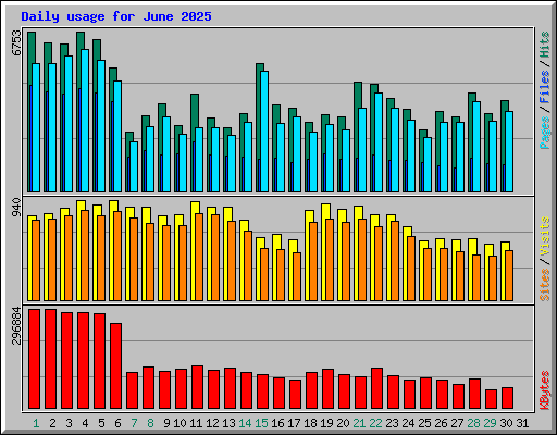 Daily usage for June 2025