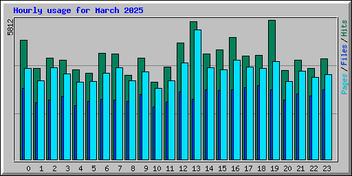 Hourly usage for March 2025