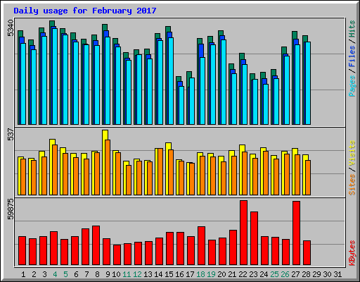 Daily usage for February 2017