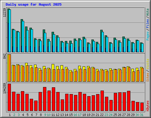 Daily usage for August 2025