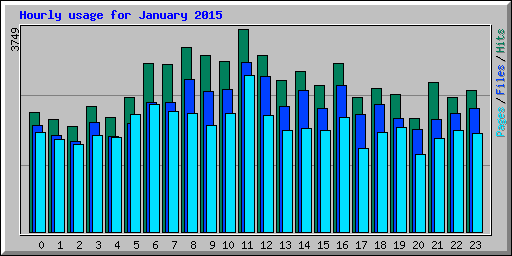Hourly usage for January 2015